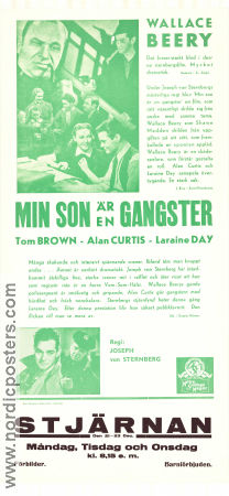 Min son är en gangster 1939 poster Wallace Beery Tom Brown Alan Curtis Josef von Sternberg