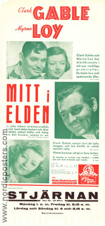 Mitt i elden 1938 poster Clark Gable Myrna Loy Walter Pidgeon Jack Conway