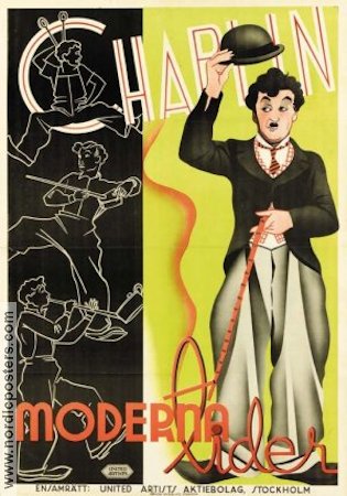 Modern Times 1936 movie poster Paulette Goddard Henry Bergman Charlie Chaplin Eric Rohman art