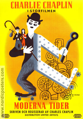 Modern Times 1936 movie poster Paulette Goddard Henry Bergman Charlie Chaplin Poster artwork: Leo Kouper