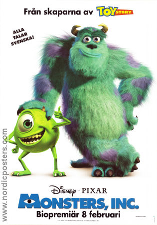 Monsters Inc 2001 movie poster Billy Crystal Pete Docter Production: Pixar Animation