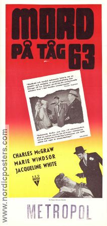 Mord på tåg 63 1952 poster Charles McGraw Marie Windsor Jacqueline White Richard Fleischer Tåg Film Noir