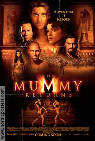 The Mummy Returns 2001 movie poster Brendan Fraser Rachel Weisz John Hannah Stephen Sommers