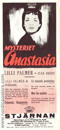 Mysteriet Anastasia 1956 poster Lilli Palmer Ivan Desny Susanne von Almassy Falk Harnack