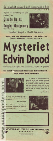 Mysteriet Edvin Drood 1935 poster Claude Rains Douglass Montgomery Heather Angel Stuart Walker