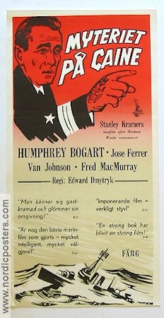 Caine Mutiny 1954 movie poster Humphrey Bogart José Ferrer Van Johnson Ships and navy