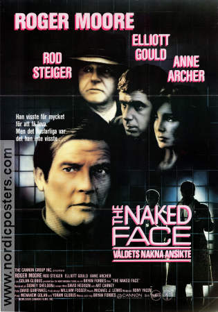 The Naked Face 1984 movie poster Roger Moore Rod Steiger Anne Archer Elliott Gould Bryan Forbes