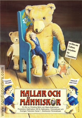 Nallar och människor 1989 movie poster Börje Ahlstedt Christina Björk Animation