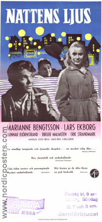 Nattens ljus 1957 movie poster Lars Ekborg Marianne Bengtsson Gunnar Björnstrand Lars-Eric Kjellgren