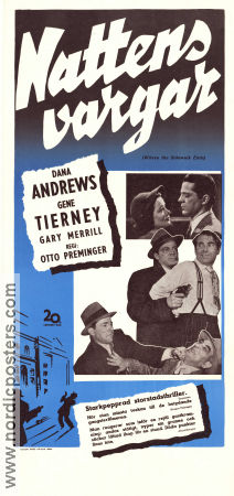 Where the Sidewalks Ends 1950 movie poster Dana Andrews Gene Tierney Gary Merrill Otto Preminger Film Noir