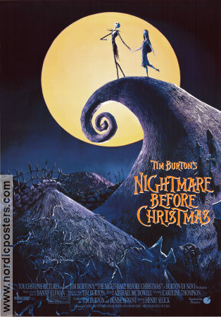 The Nightmare Before Christmas 1993 movie poster Henry Selick Music: Danny Elfman Writer: Tim Burton Musicals Animation Holiday