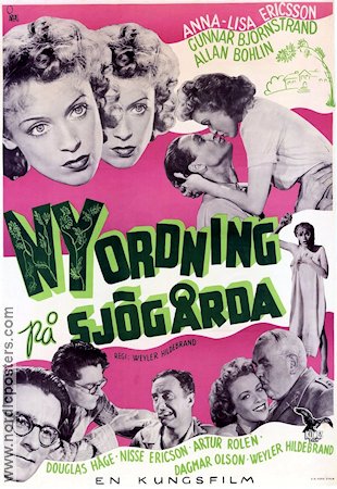 Nyordning på Sjögårda 1944 movie poster Annalisa Ericson Gunnar Björnstrand Allan Bohlin Douglas Håge Weyler Hildebrand