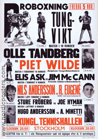 Olle Tandberg vs Piet Wilde Stockholm 1948 poster Olle Tandberg Boxing