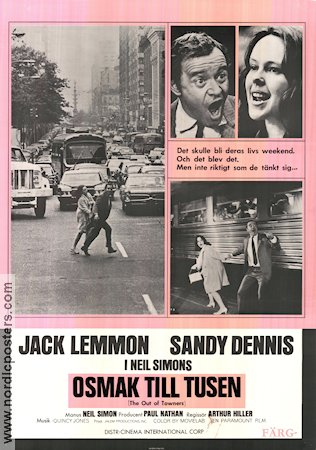 The Out of Towners 1970 movie poster Jack Lemmon Sandy Dennis Neil Simon