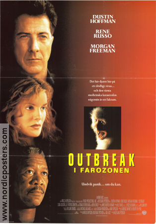 Outbreak 1995 movie poster Dustin Hoffman Rene Russo Kevin Spacey Wolfgang Petersen