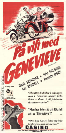 På vift med Genevieve 1953 poster Dinah Sheridan John Gregson Kay Kendall Henry Cornelius Bilar och racing