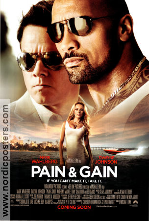 Pain and Gain 2013 movie poster Mark Wahlberg Dwayne Johnson Anthony Mackie Michael Bay