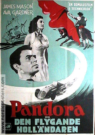 Pandora och den flygande holländaren 1951 poster James Mason Ava Gardner Nigel Patrick Albert Lewin Bilar och racing Skepp och båtar