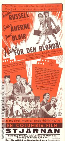 Pass för den blonda 1942 poster Rosalind Russell Brian Aherne Janet Blair Alexander Hall