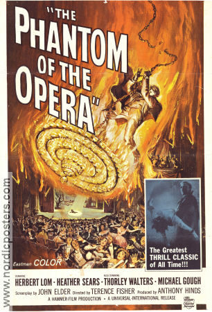 The Phantom of the Opera 1962 movie poster Herbert Lom Heather Sears Edward de Souza Terence Fisher