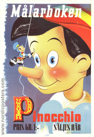 Pinocchio målarboken 1942 poster Pinocchio