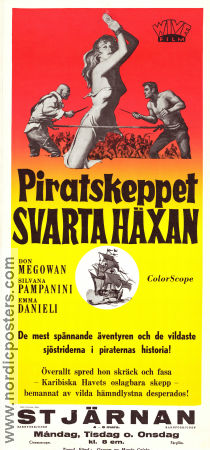 Piratskeppet Svarta häxan 1961 poster Don Megowan Silvana Pampanini Emma Danieli Domenico Paolella Äventyr matinée