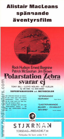 Polarstation Zebra svarar ej 1968 poster Rock Hudson Ernest Borgnine Patrick McGoohan John Sturges Text: Alistair Maclean