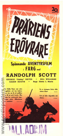 Präriens erövrare 1950 poster Randolph Scott George Gabby Hayes Bill Williams Edwin L Marin