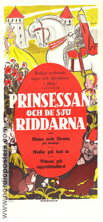 Prinsessan och de sju riddarna 1949 poster Animerat