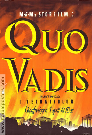 Quo Vadis 1951 poster Robert Taylor Mervyn LeRoy