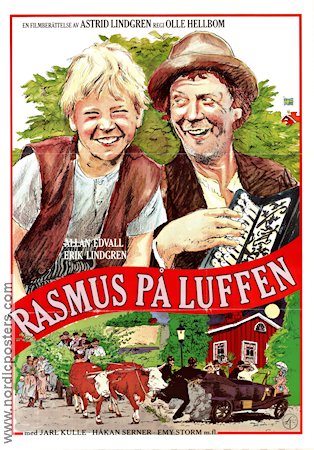 Rasmus på luffen 1981 movie poster Allan Edwall Erik Lindgren Jarl Kulle Olle Hellbom Writer: Astrid Lindgren Kids