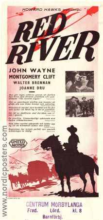 Red River 1948 movie poster John Wayne Montgomery Clift Joanne Dru Howard Hawks