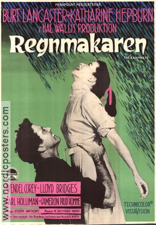 The Rainmaker 1956 movie poster Burt Lancaster Katharine Hepburn Joseph Anthony Production: Paramount