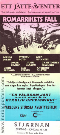 Romarrikets fall 1964 poster Sophia Loren Alec Guinness James Mason Christopher Plummer Anthony Mann Svärd och sandal