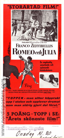 Romeo och Julia 1968 poster Olivia Hussey Leonard Whiting Franco Zeffirelli Text: William Shakespeare