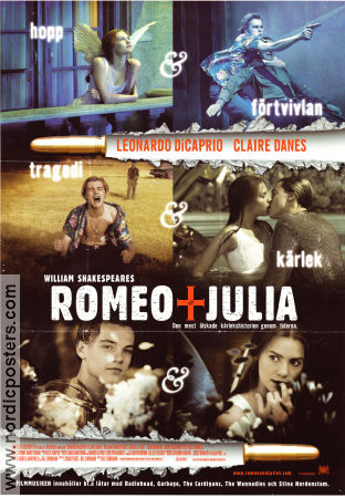 Romeo and Juliet 1996 movie poster Leonardo DiCaprio Claire Danes John Leguizamo Baz Luhrmann Writer: William Shakespeare Romance