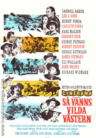How the West Was Won 1962 movie poster John Wayne James Stewart Gregory Peck John Ford Find more: Cinerama Find more: Cinemascope