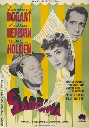 Sabrina 1955 poster Audrey Hepburn Humphrey Bogart William Holden Billy Wilder