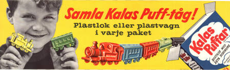 Samla Kalaspuff-tåg Kelloggs 1958 poster 
