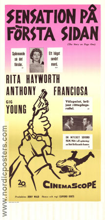 Sensation på första sidan 1959 poster Rita Hayworth Anthony Franciosa Gig Young Clifford Odets