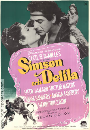 Samson and Delilah 1951 movie poster Hedy Lamarr Victor Mature Cecil B DeMille