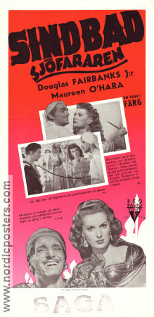 Sinbad sjöfararen 1947 poster Douglas Fairbanks Jr Maureen O´Hara Walter Slezak Richard Wallace Äventyr matinée