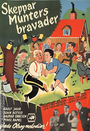 Skeppar Munters bravader 1950 movie poster Adolf Jahr Povel Ramel John Botvid Dagmar Ebbesen Åke Ohberg Dance