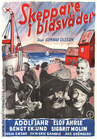 Skeppare i blåsväder 1951 movie poster Adolf Jahr Elof Ahrle Sigbrit Molin Gunnar Olsson