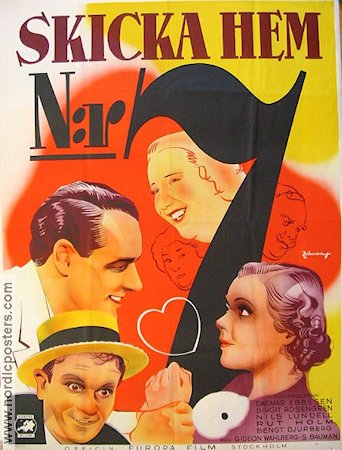 Skicka hem nr 7 1937 movie poster Dagmar Ebbesen Birgit Rosengren Eric Rohman art Find more: Large poster