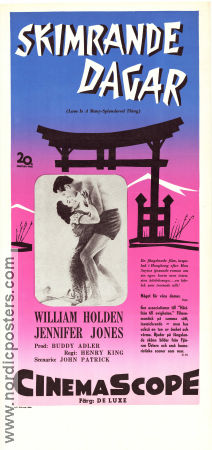 Skimrande dagar 1955 poster William Holden Jennifer Jones Torin Thatcher Henry King Asien Romantik