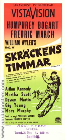 Skräckens timmar 1955 poster Humphrey Bogart Fredric March Arthur Kennedy William Wyler Film Noir