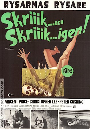 Scream and Scream Again 1970 movie poster Vincent Price Christopher Lee Peter Cushing Gordon Hessler