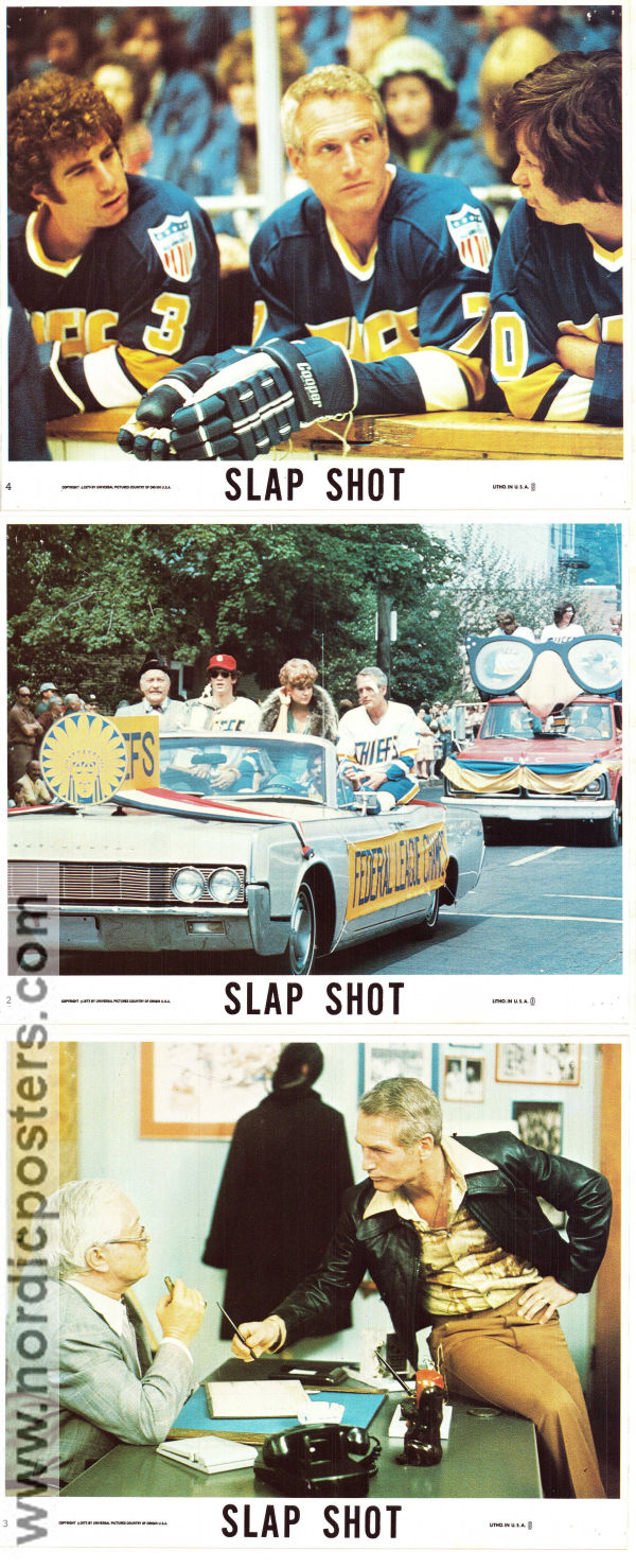 Slap Shot 1977 lobby card set Paul Newman Michael Ontkean Strother Martin George Roy Hill Winter sports