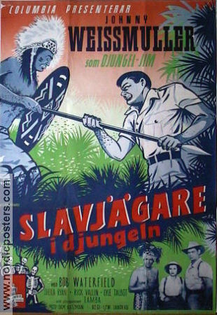 Slavjägare i djungeln 1951 poster Johnny Weissmuller Robert Waterfield Sheila Ryan Lew Landers Äventyr matinée Från serier